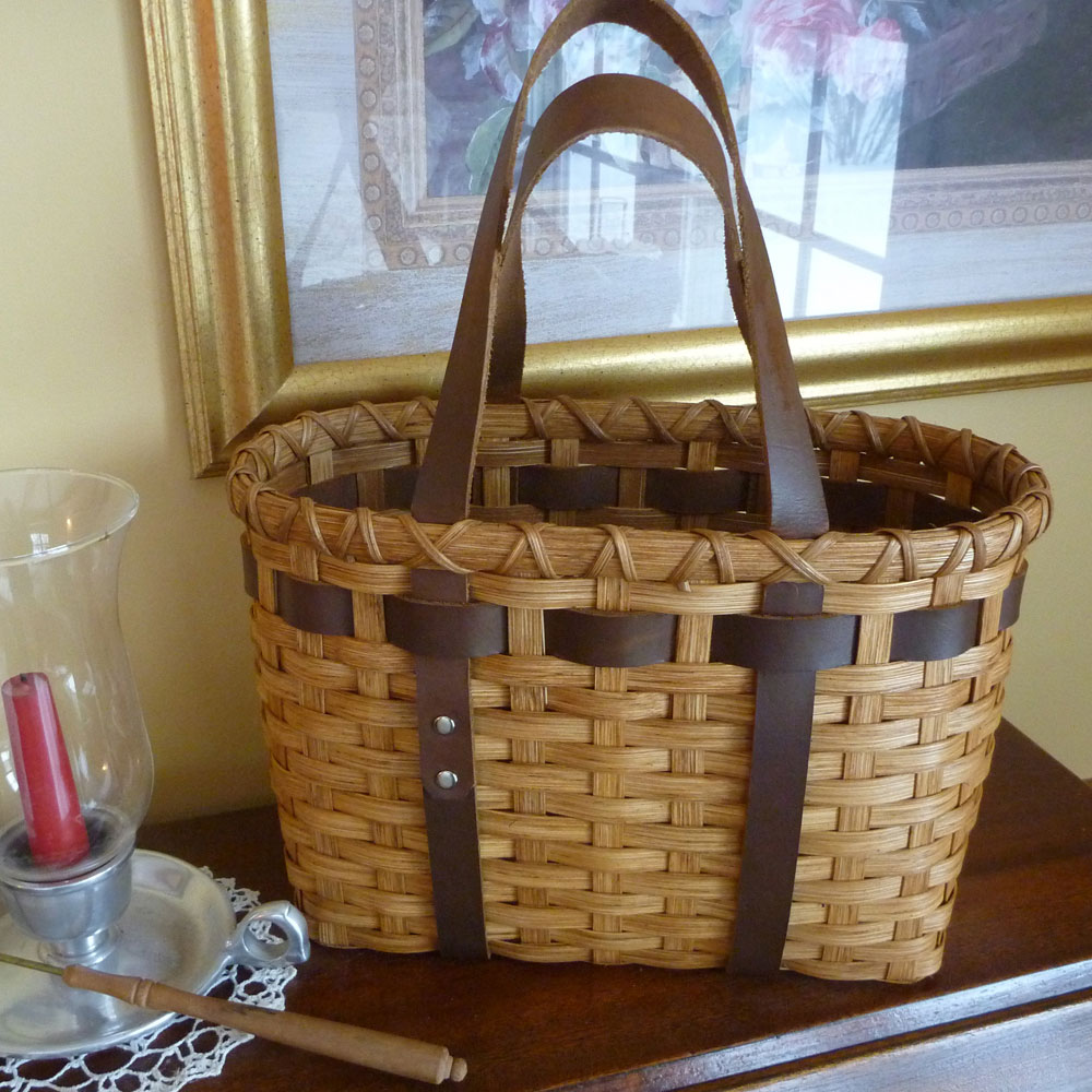 Little Leather Handled Tote Basket