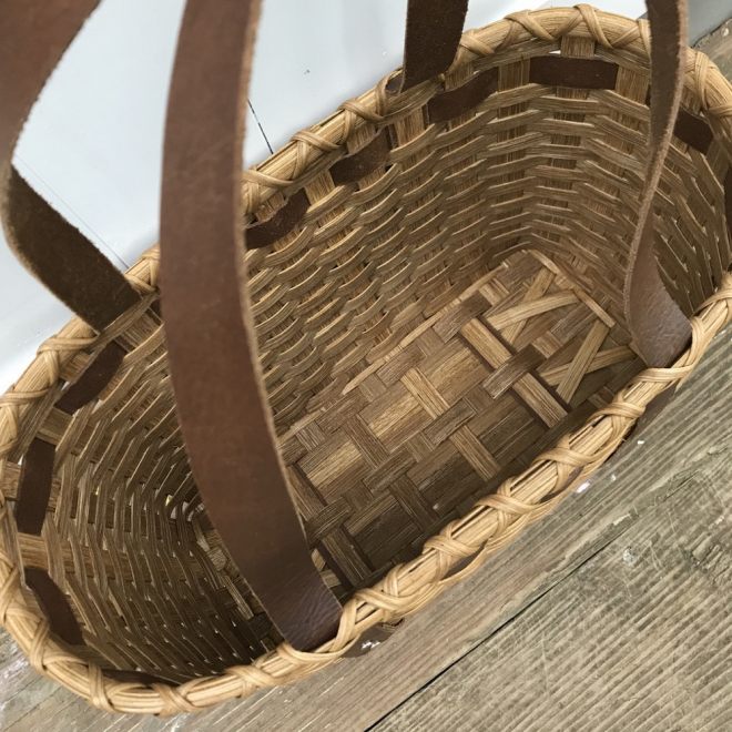 Leather Handled Tote Basket