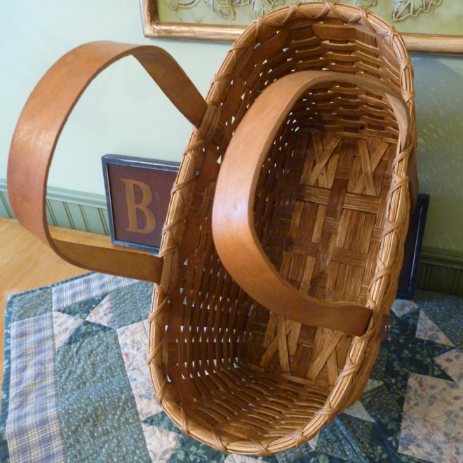 Leather Handled Tote Basket