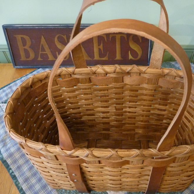 Leather Handled Tote Basket