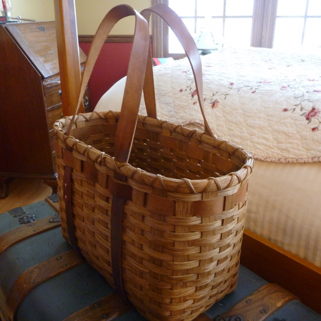 Leather Handled Tote Basket