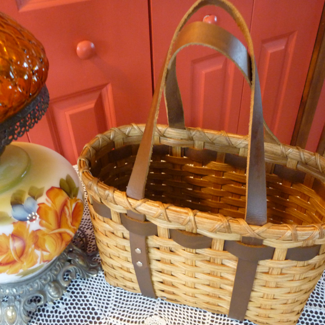 Little Leather Handled Tote Basket